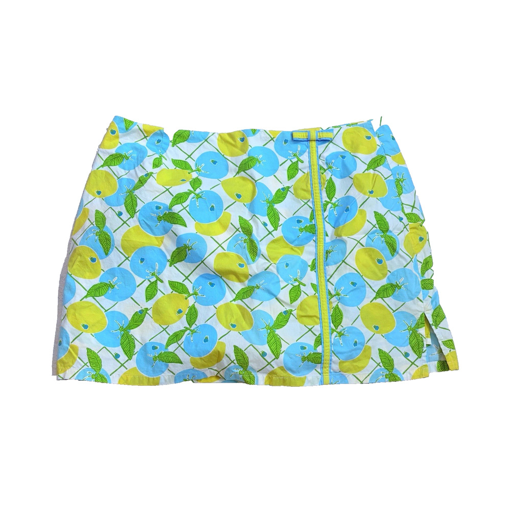 Lilly Pulitzer Citrus Blueberries Yellow Blue Fruit Cotton Skort Child Sz 12 VTG